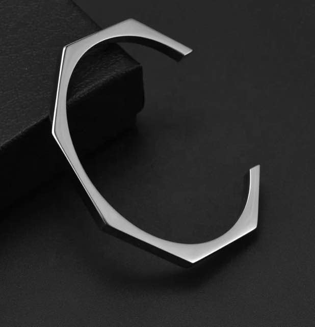 Men’s Stainless Steel Geometric Cuff Bracelet