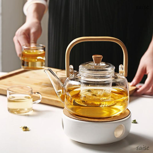Borosilicate Glass Teapot with Bamboo Handle