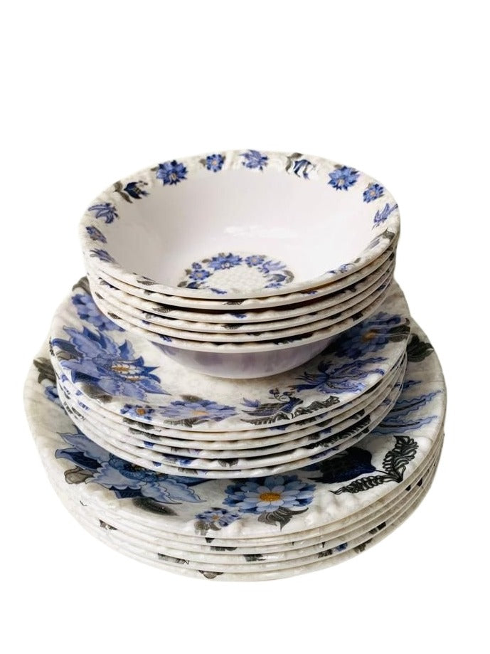 Melamine 18 Pieces Set with 6 medium plates & 6 small plates and 6 Bowls