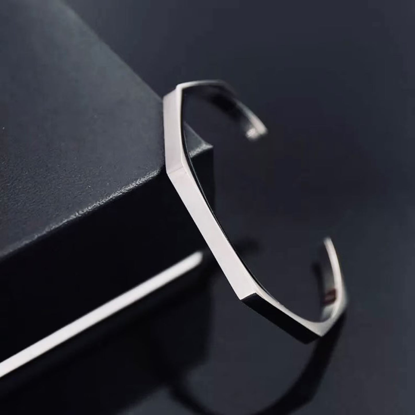 Men’s Stainless Steel Geometric Cuff Bracelet