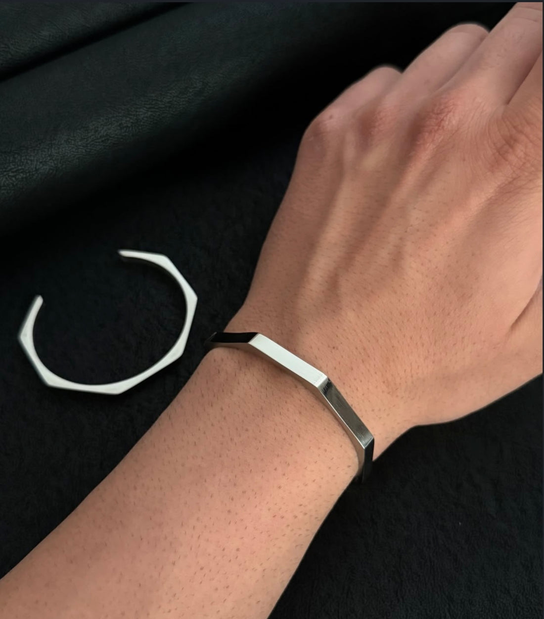 Men’s Stainless Steel Geometric Cuff Bracelet